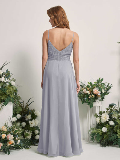 Carlyna Gail A-Line Dusty Lavender Beaded Bridesmaid Dress Maxi Sleeveless V-Neck Dress Back View #color_dusty-lavender