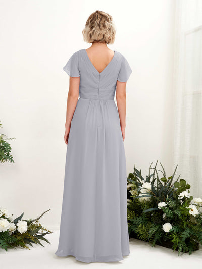 Carlyna Tolly A-Line Dusty Lavender Bridesmaid Dress Maxi Cap Sleeve V-Neck Dress #color_dusty-lavender