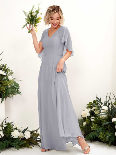Carlyna Winnie A-Line Dusty Lavender Bridesmaid Dress Maxi Short Sleeve V-Neck Dress #color_dusty-lavender