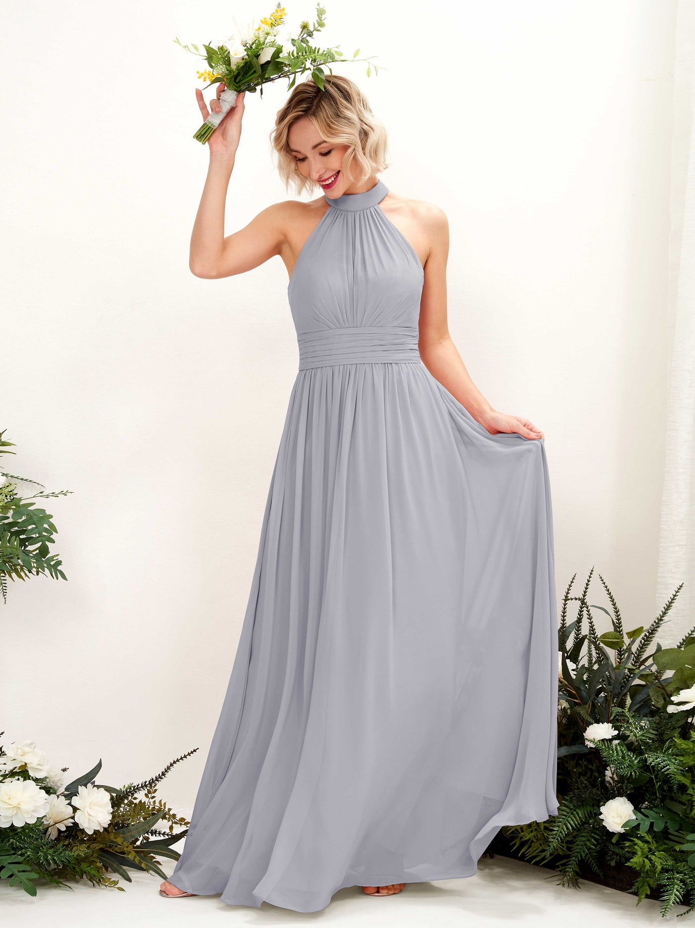 Ball Gown Halter Sleeveless Chiffon Bridesmaid Dress - Dusty Lavender (81225303)#color_dusty-lavender