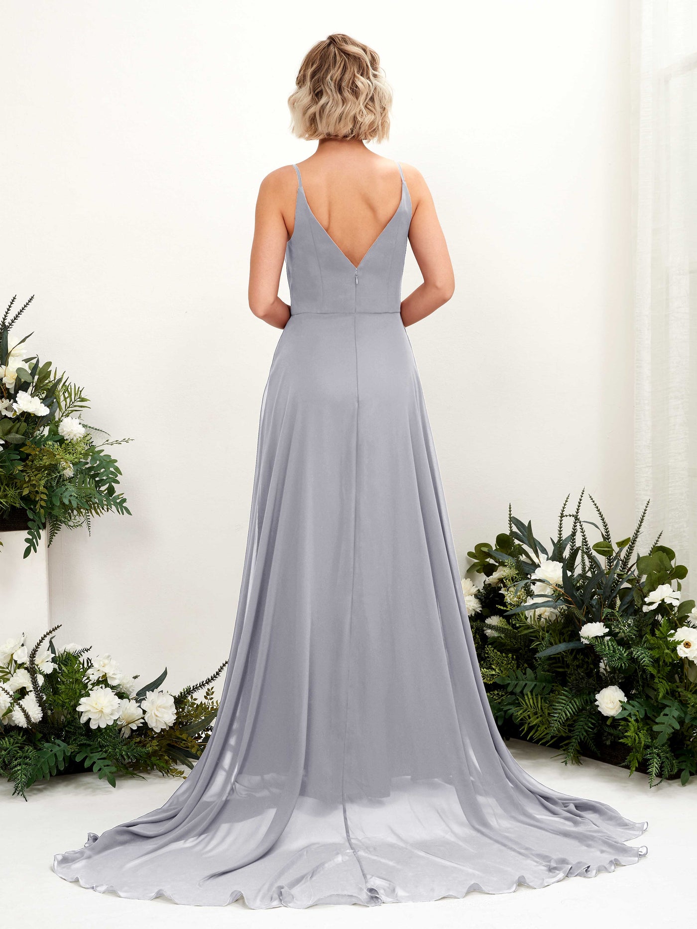Ball Gown V-neck Sleeveless Bridesmaid Dress - Dusty Lavender (81224103)#color_dusty-lavender