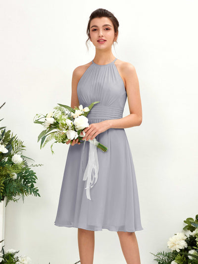 Carlyna Cathie A-Line Dusty Lavender Bridesmaid Dress Knee-Length Sleeveless Round Neck Dress Front View #color_dusty-lavender