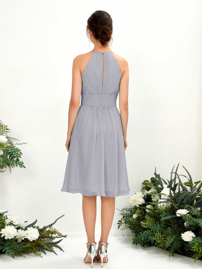 Carlyna Cathie A-Line Dusty Lavender Bridesmaid Dress Knee-Length Sleeveless Round Neck Dress Back View #color_dusty-lavender