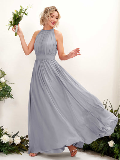 Carlyna Eden A-Line Dusty Lavender Bridesmaid Dress Maxi Sleeveless Round Neck Dress Front View #color_dusty-lavender