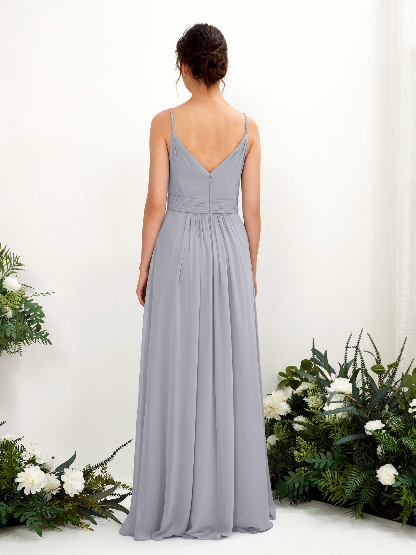 Spaghetti-straps V-neck Sleeveless Bridesmaid Dress - Dusty Lavender (81223903)#color_dusty-lavender