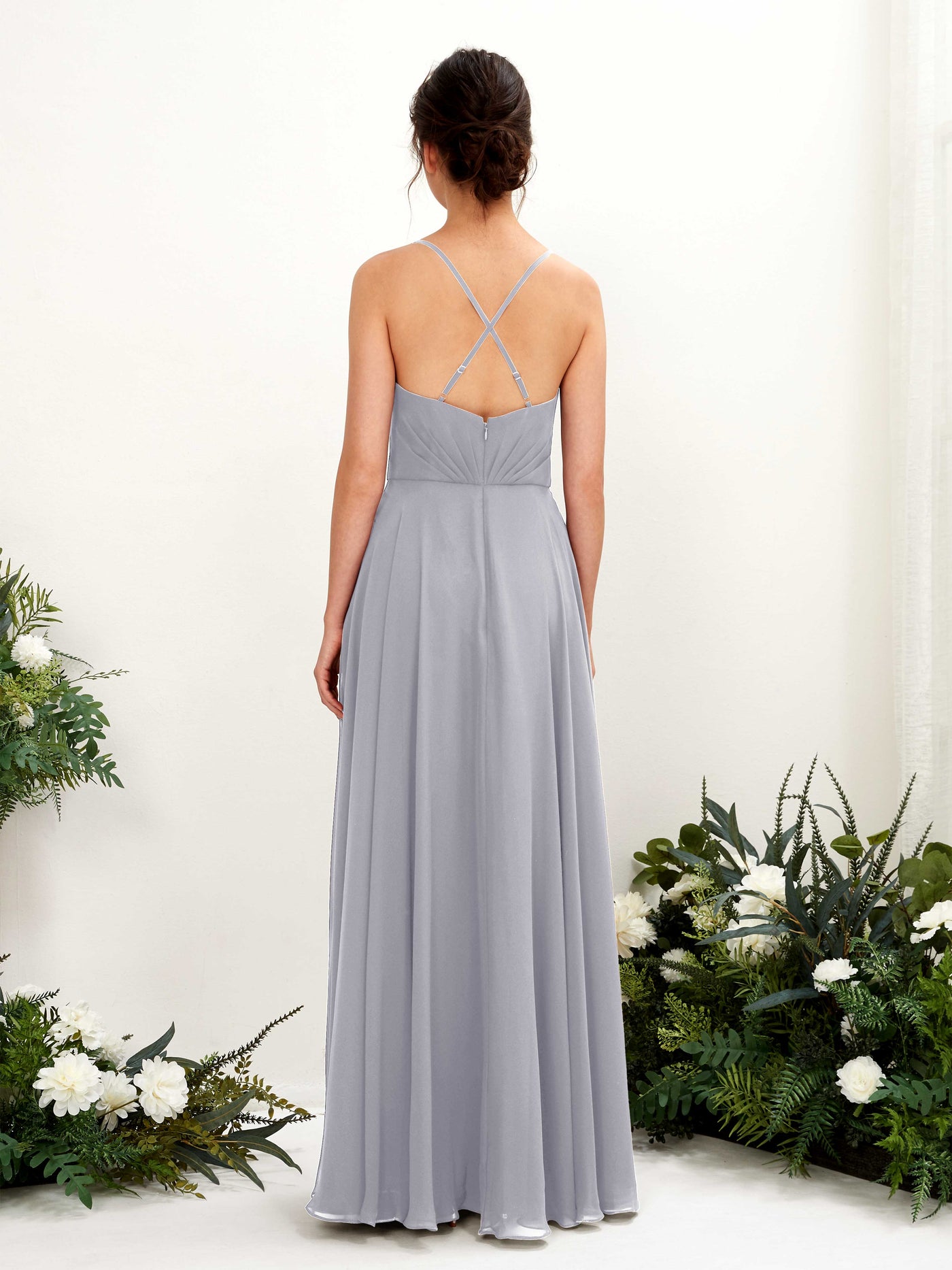 Spaghetti-straps V-neck Sleeveless Bridesmaid Dress - Dusty Lavender (81224203)#color_dusty-lavender