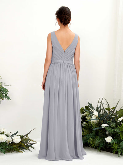 Carlyna Barbara A-Line Dusty Lavender Bridesmaid Dress Maxi Sleeveless V-Neck Dress Back View #color_dusty-lavender