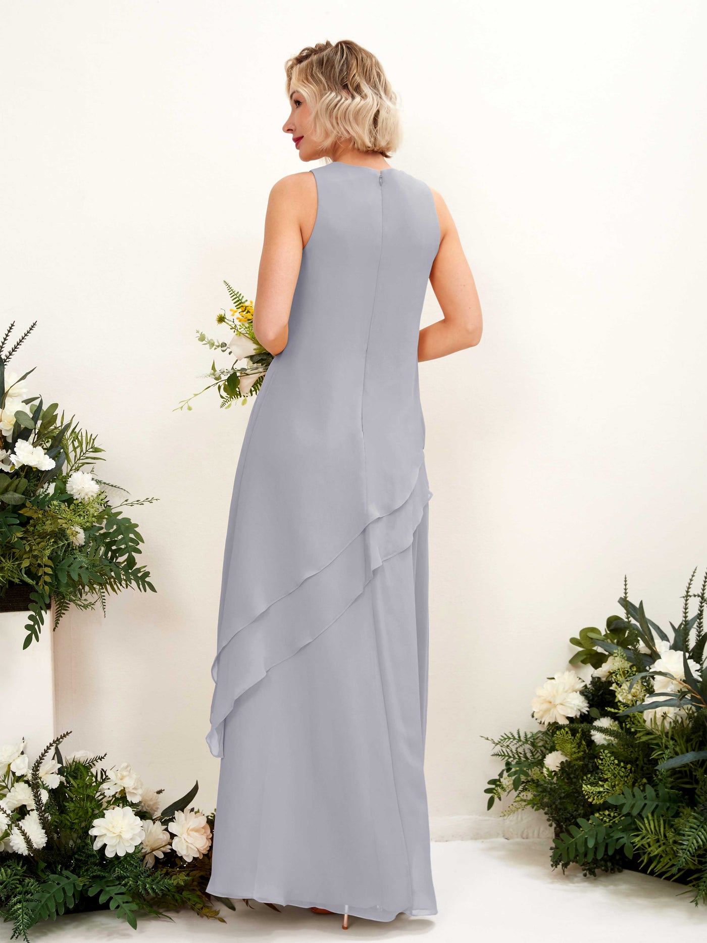 Round Sleeveless Chiffon Bridesmaid Dress - Dusty Lavender (81222303)#color_dusty-lavender