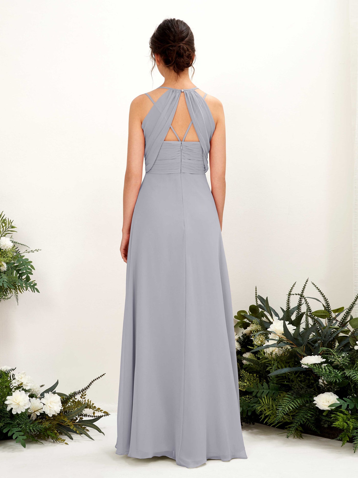 Straps V-neck Sleeveless Chiffon Bridesmaid Dress - Dusty Lavender (81225403)#color_dusty-lavender