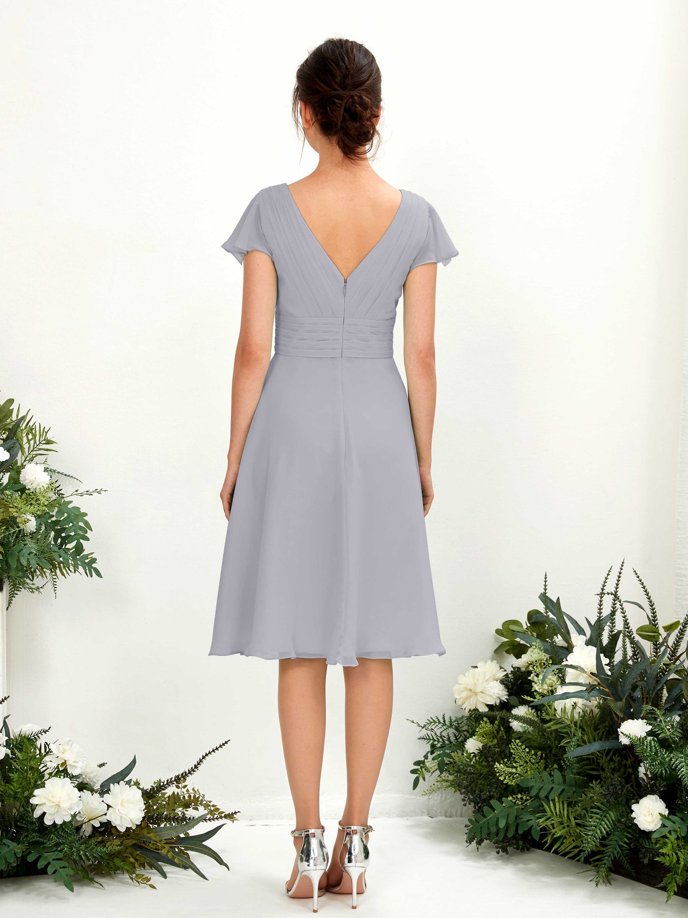 V-neck Short Sleeves Chiffon Bridesmaid Dress - Dusty Lavender (81220203)#color_dusty-lavender