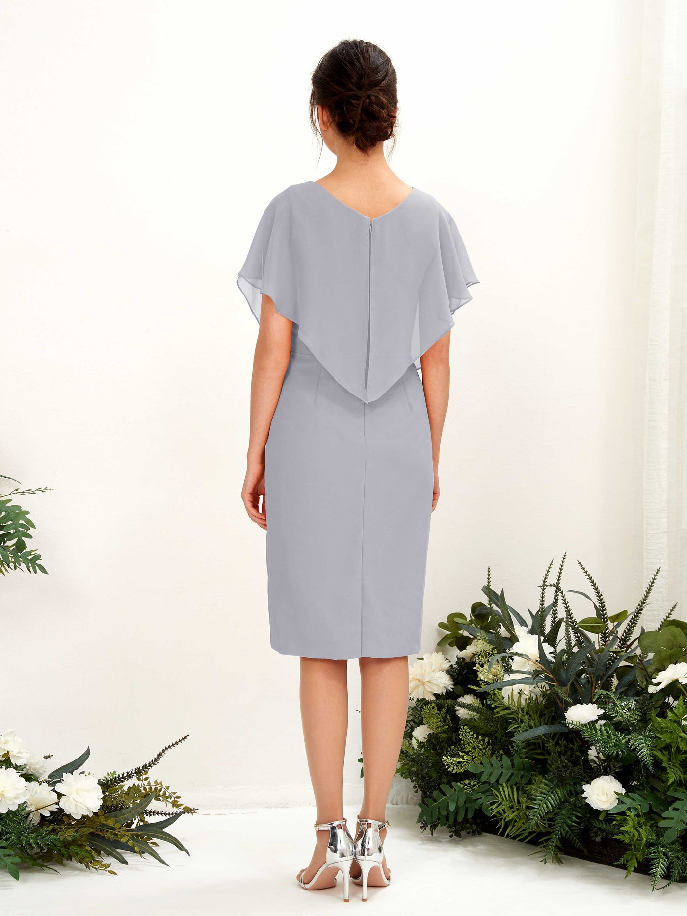 V-neck Short Sleeves Chiffon Bridesmaid Dress - Dusty Lavender (81222203)#color_dusty-lavender