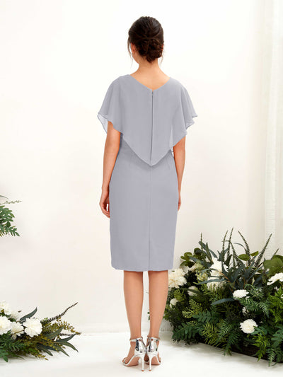 Carlyna Vanessa Sheath Dusty Lavender Bridesmaid Dress Knee-Length Cap Sleeve V-Neck Dress #color_dusty-lavender