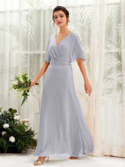 Carlyna Merta A-Line Dusty Lavender Bridesmaid Dress Maxi Short Sleeve V-Neck Dress #color_dusty-lavender