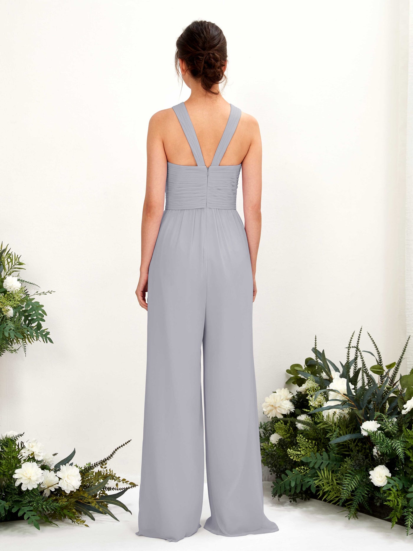 V-neck Sleeveless Chiffon Bridesmaid Dress Wide-Leg Jumpsuit - Dusty Lavender (81220703)#color_dusty-lavender