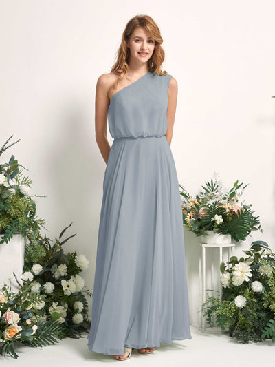 Carlyna Cecily A-Line Dusty Blue-Upgrade Bridesmaid Dress Maxi Sleeveless One Shoulder Dress Front View #color_dusty-blue-upgrade