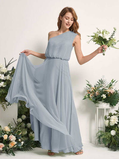 Carlyna Cecily A-Line Dusty Blue-Upgrade Bridesmaid Dress Maxi Sleeveless One Shoulder Dress Side View 2 #color_dusty-blue-upgrade