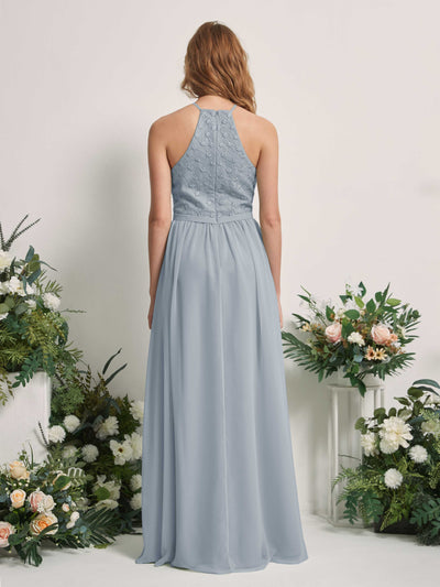 Carlyna Denise A-Line Dusty Blue-Upgrade Embroidered Bridesmaid Dress Maxi Sleeveless Round Neck Dress Back View #color_dusty-blue-upgrade