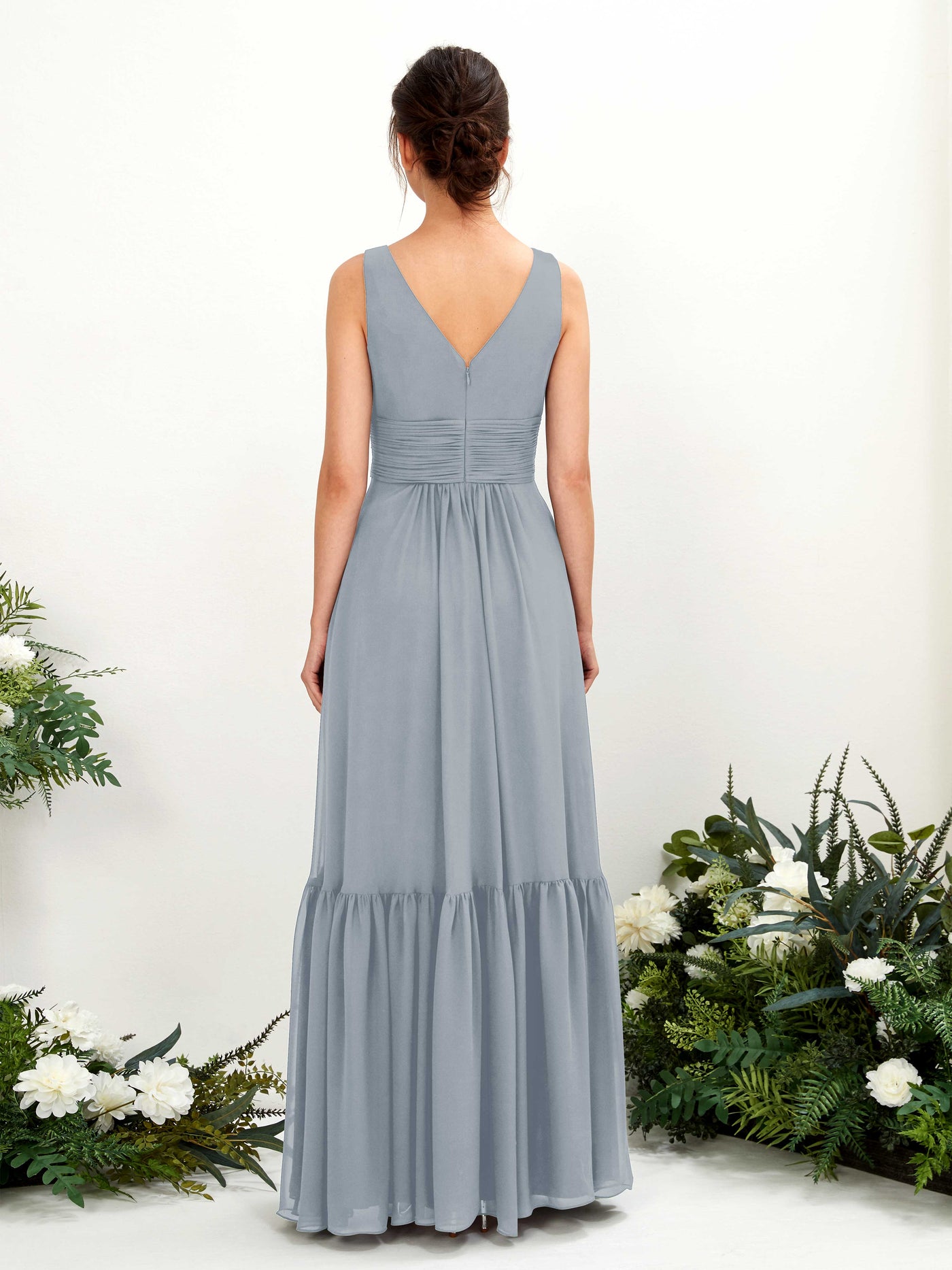 A-line Maternity Straps Sleeveless Chiffon Bridesmaid Dress - Dusty Blue-Upgrade (80223704)#color_dusty-blue-upgrade