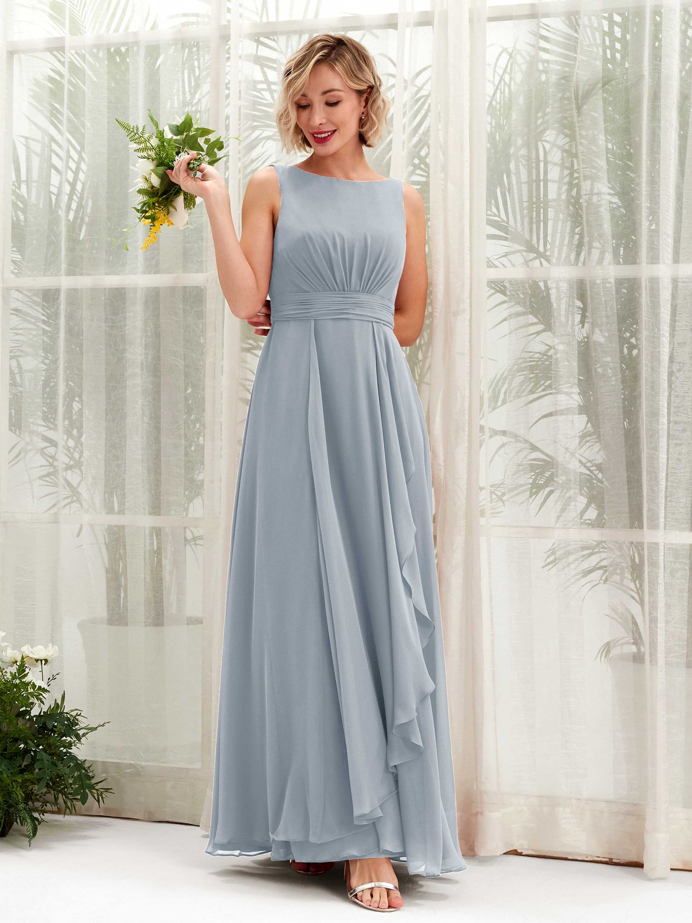 A-line Bateau Sleeveless Chiffon Bridesmaid Dress - Dusty Blue-Upgrade (81225804)#color_dusty-blue-upgrade