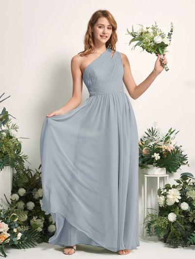 Carlyna Evelyn A-Line Dusty Blue-Upgrade Bridesmaid Dress Maxi Sleeveless One Shoulder Dress Front View #color_dusty-blue-upgrade