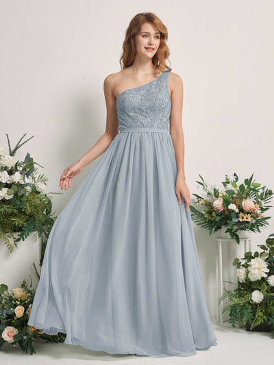 Carlyna Bonita A-Line Dusty Blue-Upgrade Embroidered Bridesmaid Dress Maxi Sleeveless One Shoulder Dress Front View #color_dusty-blue-upgrade