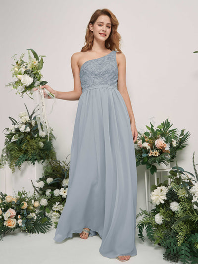 Carlyna Bonita A-Line Dusty Blue-Upgrade Embroidered Bridesmaid Dress Maxi Sleeveless One Shoulder Dress Side View 2 #color_dusty-blue-upgrade