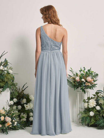 Carlyna Bonita A-Line Dusty Blue-Upgrade Embroidered Bridesmaid Dress Maxi Sleeveless One Shoulder Dress Back View #color_dusty-blue-upgrade