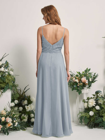 Carlyna Gail A-Line Dusty Blue-Upgrade Beaded Bridesmaid Dress Maxi Sleeveless V-Neck Dress Back View #color_dusty-blue-upgrade