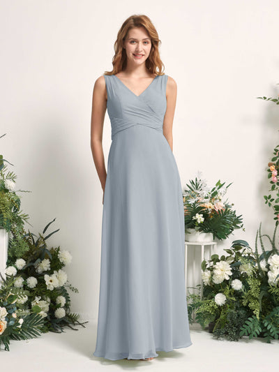 Carlyna June A-Line Dusty Blue-Upgrade Bridesmaid Dress Maxi Sleeveless V-Neck Dress #color_dusty-blue-upgrade