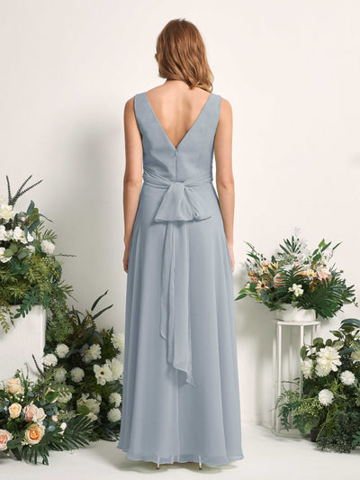 Carlyna June A-Line Dusty Blue-Upgrade Bridesmaid Dress Maxi Sleeveless V-Neck Dress #color_dusty-blue-upgrade