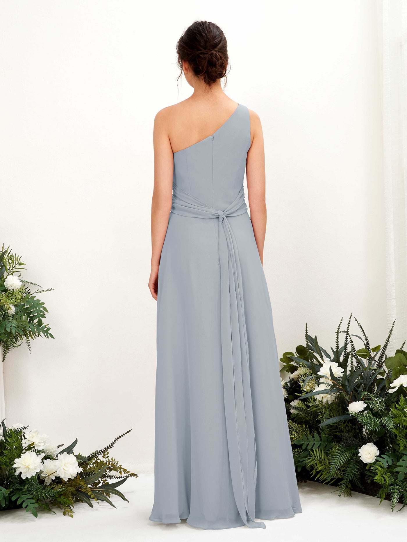 A-line One Shoulder Sleeveless Bridesmaid Dress - Dusty Blue-Upgrade (81224704)#color_dusty-blue-upgrade