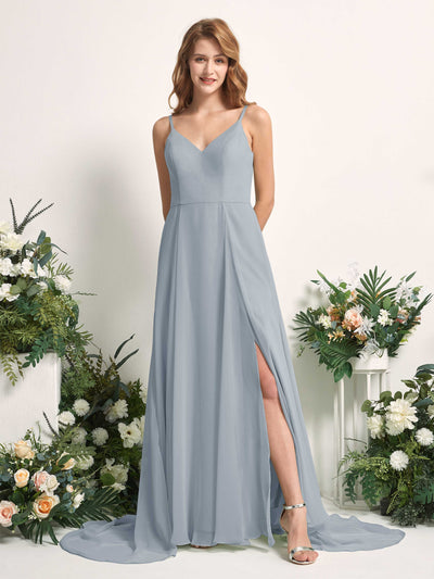 Carlyna Marcia A-Line Dusty Blue-Upgrade Bridesmaid Dress Maxi Sleeveless V-Neck Dress #color_dusty-blue-upgrade