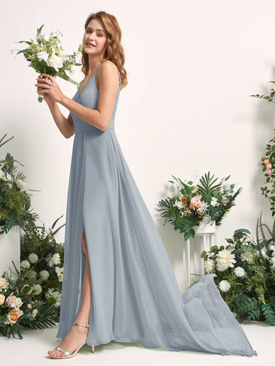 Carlyna Marcia A-Line Dusty Blue-Upgrade Bridesmaid Dress Maxi Sleeveless V-Neck Dress #color_dusty-blue-upgrade