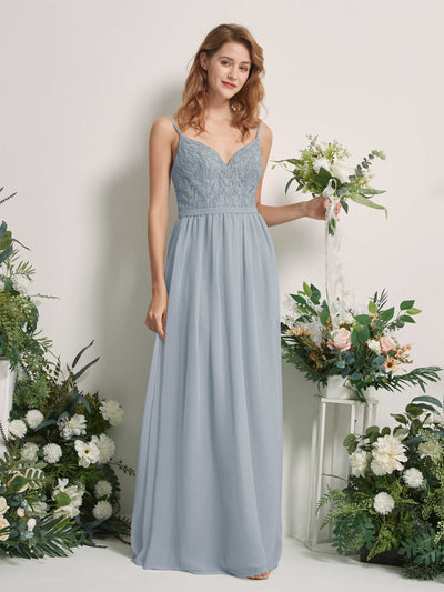 Carlyna Alexandra A-Line Dusty Blue-Upgrade Beaded Bridesmaid Dress Maxi Sleeveless V-Neck Dress Front View #color_dusty-blue-upgrade