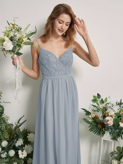 Carlyna Alexandra A-Line Dusty Blue-Upgrade Beaded Bridesmaid Dress Maxi Sleeveless V-Neck Dress Side View 2 #color_dusty-blue-upgrade