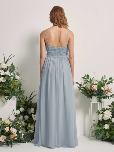 Carlyna Alexandra A-Line Dusty Blue-Upgrade Beaded Bridesmaid Dress Maxi Sleeveless V-Neck Dress Back View #color_dusty-blue-upgrade