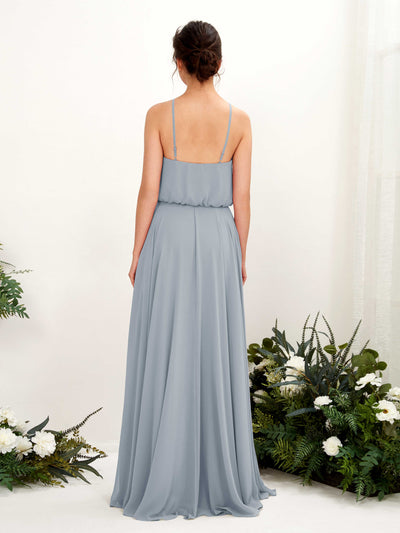 Carlyna Alva A-Line Dusty Blue-Upgrade Bridesmaid Dress Maxi Sleeveless Halter Dress Back View #color_dusty-blue-upgrade