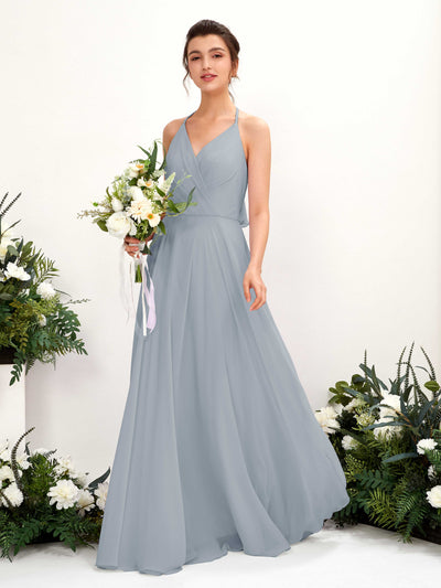 Carlyna Launo A-Line Dusty Blue-Upgrade Bridesmaid Dress Maxi Sleeveless V-Neck Dress #color_dusty-blue-upgrade