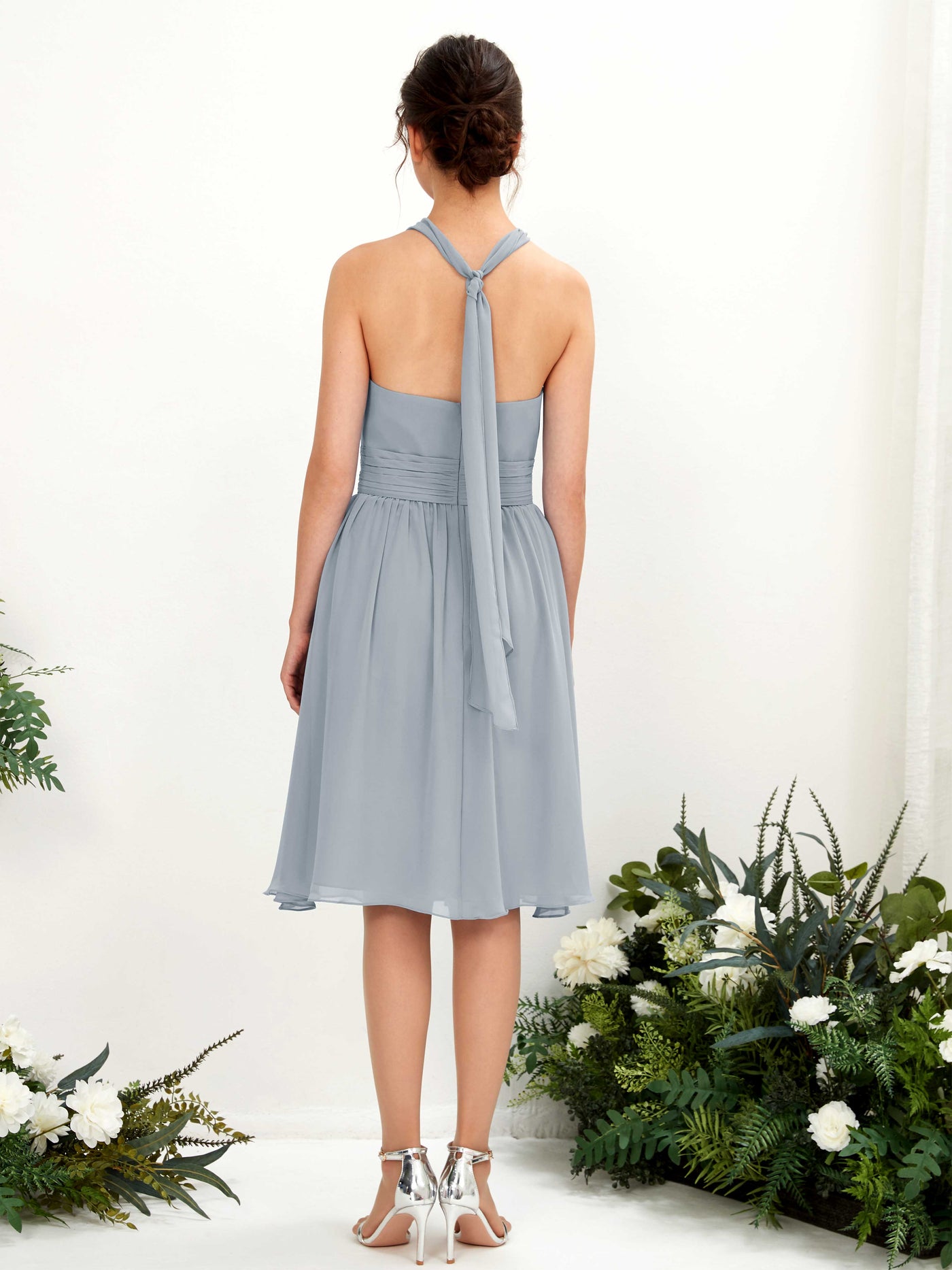 Halter Strapless Chiffon Bridesmaid Dress - Dusty Blue-Upgrade (81222604)#color_dusty-blue-upgrade