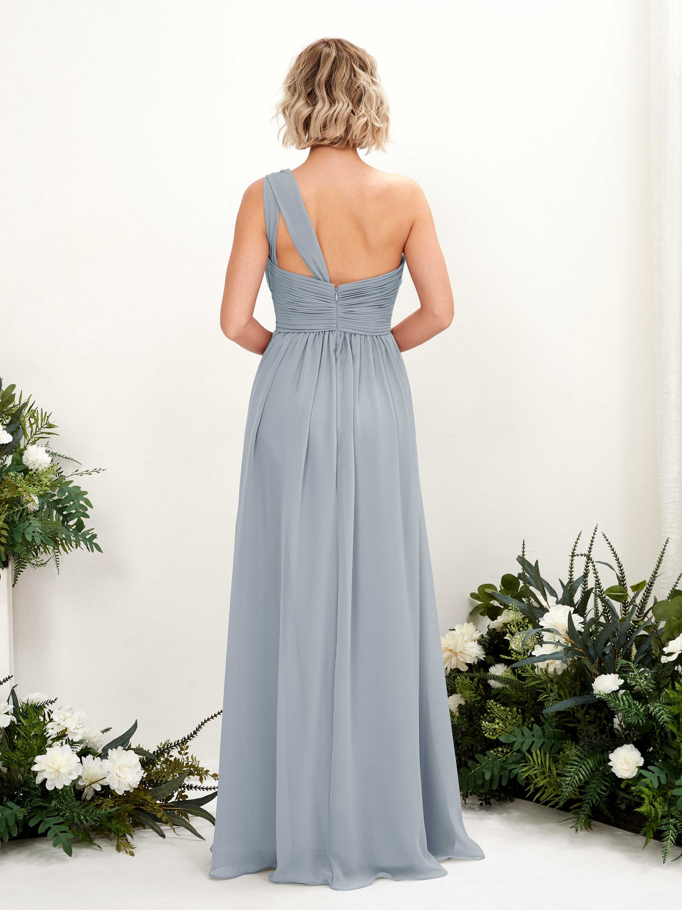 One Shoulder Sleeveless Chiffon Bridesmaid Dress - Dusty Blue-Upgrade (81225004)#color_dusty-blue-upgrade
