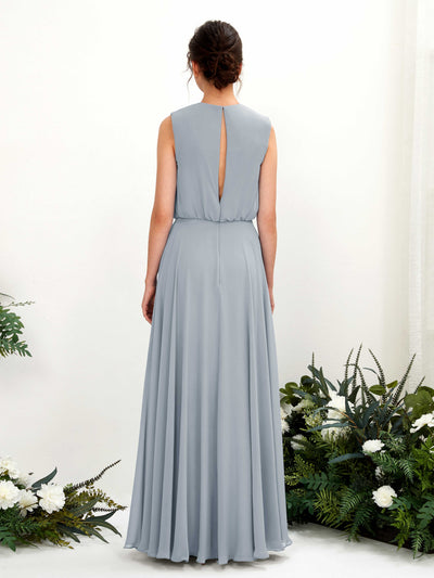 Carlyna Alma A-Line Dusty Blue-Upgrade Bridesmaid Dress Maxi Sleeveless Round Neck Dress Back View #color_dusty-blue-upgrade