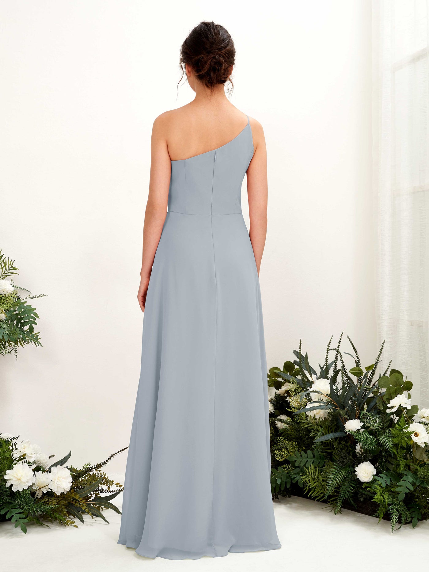 One Shoulder Sleeveless Chiffon Bridesmaid Dress - Dusty Blue-Upgrade (81225704)#color_dusty-blue-upgrade