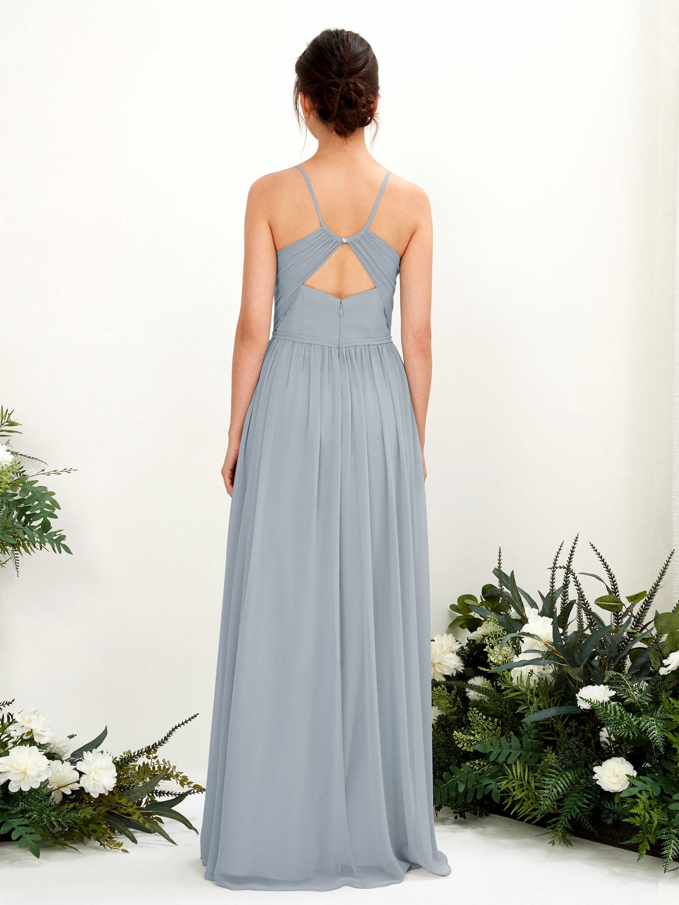 Spaghetti-straps V-neck Chiffon Bridesmaid Dress - Dusty Blue-Upgrade (81221404)#color_dusty-blue-upgrade