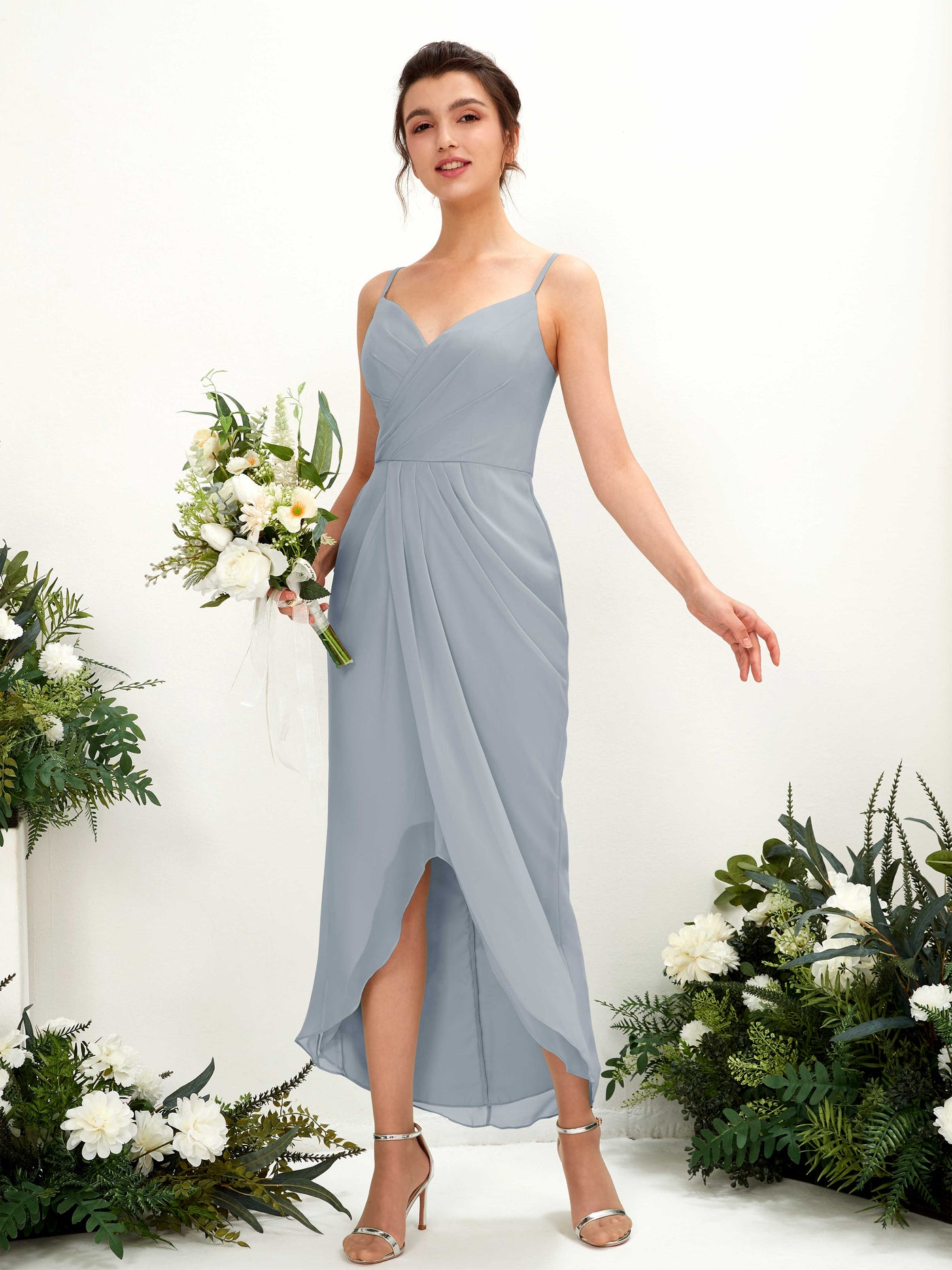 Spaghetti-straps V-neck Sleeveless Chiffon Bridesmaid Dress - Dusty Blue-Upgrade (81221304)#color_dusty-blue-upgrade