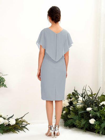 Carlyna Vanessa Sheath Dusty Blue-Upgrade Bridesmaid Dress Knee-Length Cap Sleeve V-Neck Dress #color_dusty-blue-upgrade