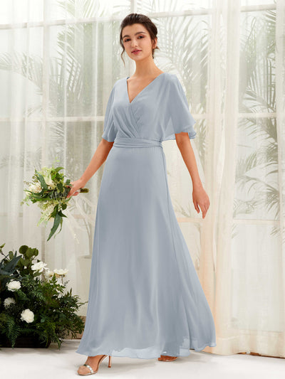Carlyna Merta A-Line Dusty Blue-Upgrade Bridesmaid Dress Maxi Short Sleeve V-Neck Dress #color_dusty-blue-upgrade