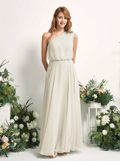 Carlyna Cecily A-Line Ivory Bridesmaid Dress Maxi Sleeveless One Shoulder Dress Front View #color_ivory