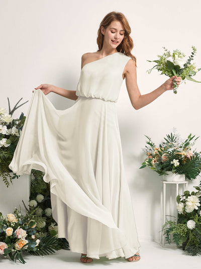 Carlyna Cecily A-Line Ivory Bridesmaid Dress Maxi Sleeveless One Shoulder Dress Side View 2 #color_ivory
