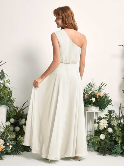 Carlyna Cecily A-Line Ivory Bridesmaid Dress Maxi Sleeveless One Shoulder Dress Back View #color_ivory