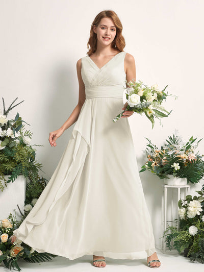 Carlyna Mollie A-Line Ivory Bridesmaid Dress Maxi Sleeveless V-Neck Dress #color_ivory